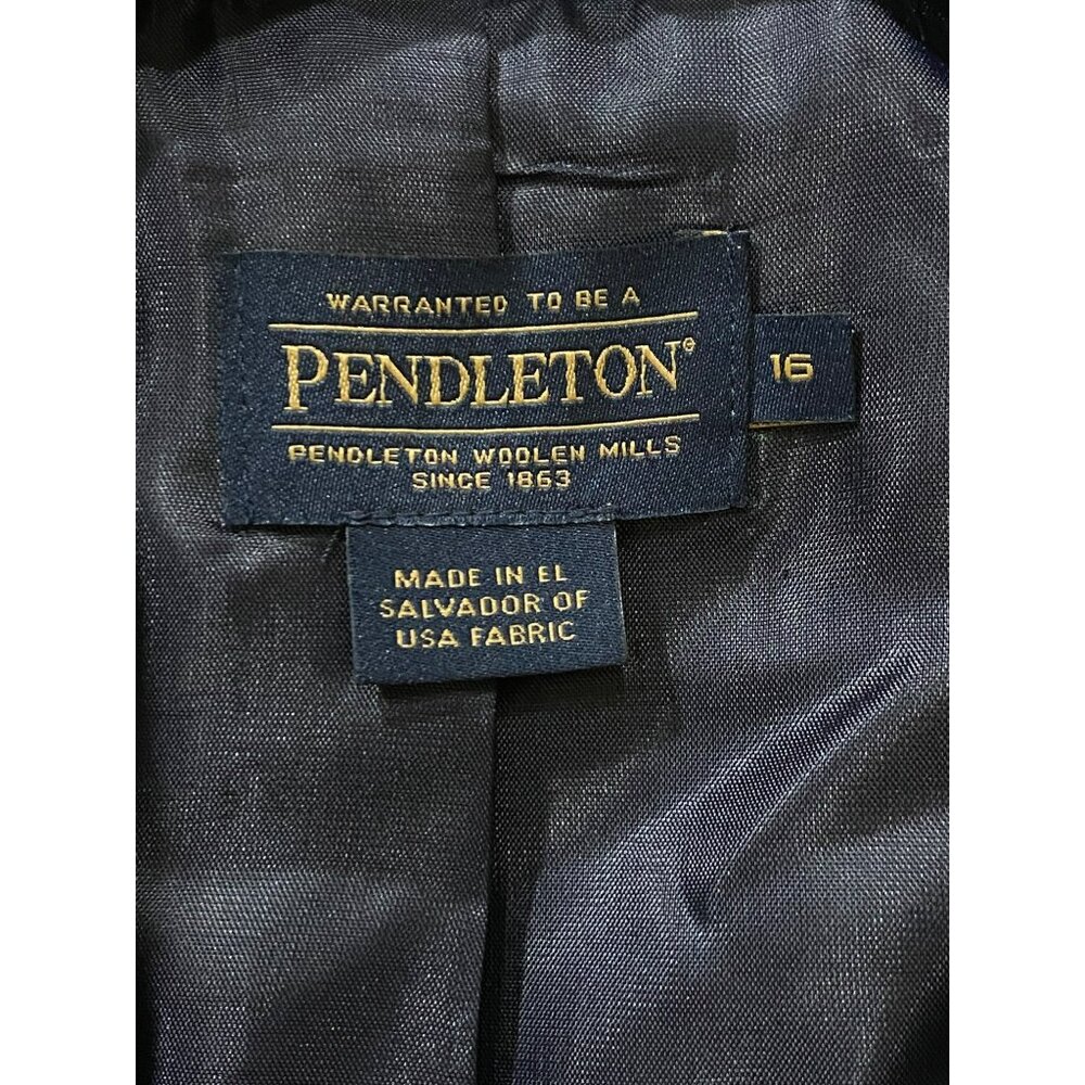 Pendleton Seasonless Navy Blue Virgin Wool Blazer Jacket Womens Size 16 - Picture 6 of 10